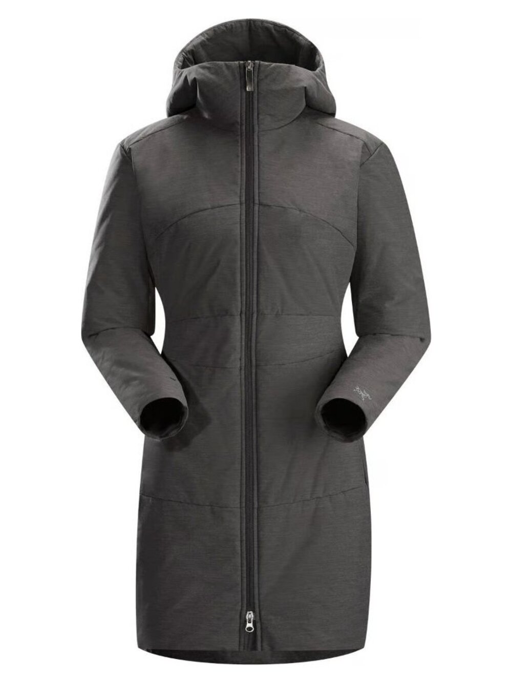 Arc'teryx Darrah Lightweight Puffer Coat Jacket Gray Hooded Mid Length XS